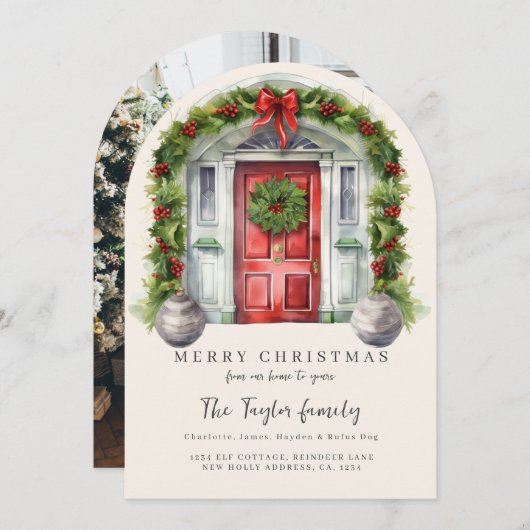私たちの家からクリスマスホリデーカード 招待状 (正面/裏面)