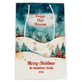 私たちの家からヴィンテージクリスマス ミディアムペーパーバッグ