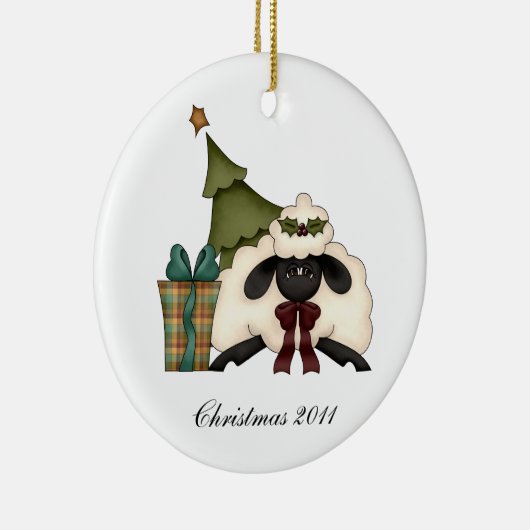 私たちの家から貴方の家までのかわいい羊のクリスマスツリー セラミックオーナメント (右)