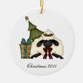私たちの家から貴方の家までのかわいい羊のクリスマスツリー セラミックオーナメント (正面)