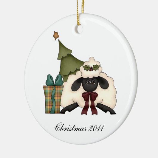 私たちの家から貴方の家までのかわいい羊のクリスマスツリー セラミックオーナメント (左)