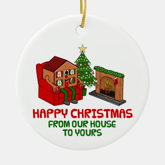 私たちの家から貴方の家まで幸せなクリスマス セラミックオーナメント (正面)