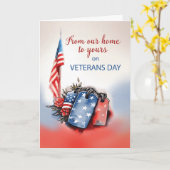 私たちの家から退役軍人日の犬タグ カード (黄色い花)