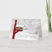 私たちの家のクリスマスから雪のメールボックス シーズンカード (正面)