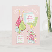 私たちの家のピンクのクリスマスツリー シーズンカード (正面)