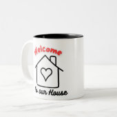 私たちの家のマグカップへようこそ ツートーンマグカップ (正面左)