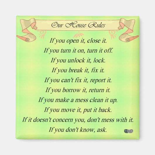私たちの家の規則 マグネット (正面)