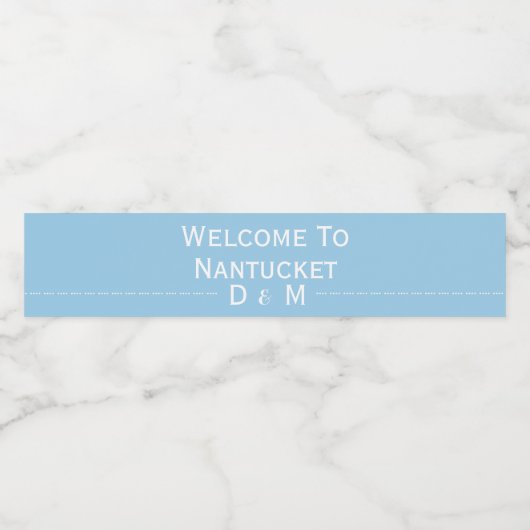 私たちの家へようこそライトブルー結婚 ペットボトルラベル (シングルラベル)