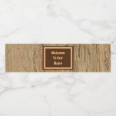 私たちの家へようこそ - ナチュラルな木目調の写真付きキャビンラベル ペットボトルラベル (シングルラベル)