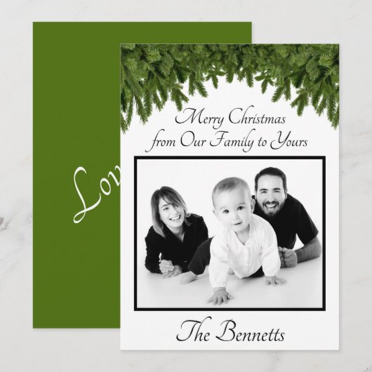 私たちの家族からあなたの家族へ メリークリスマス フォトカード 招待状 (正面/裏面)