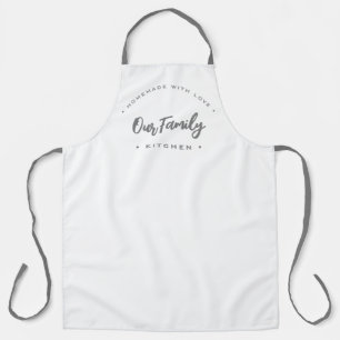 私たちの家族のキッチン愛と自家製モダン エプロン