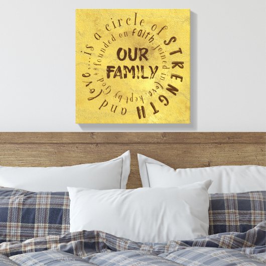 私たちの家族の引用文:強さと愛の輪 キャンバスプリント (インサイチュ (寝室))
