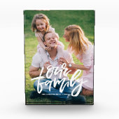 私たちの家族の手書きスクリプトのカスタマイズ可能な写真 フォトブロック (正面)