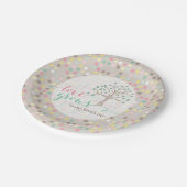 私たちの家族の木のパステルで赤ちゃんシャワーの愛が成長 ペーパープレート (アングル)