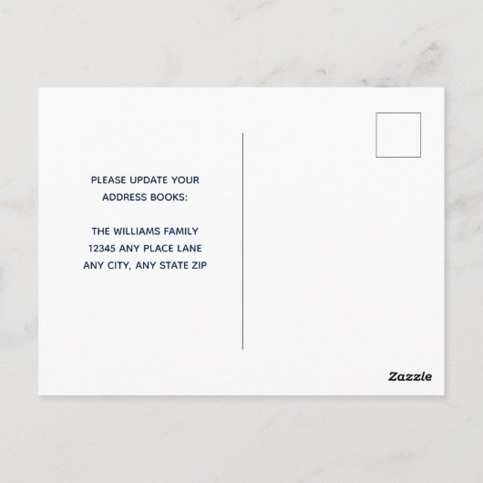 私たちの家族は移カスタム動したPhoto Navy Blue ポストカード (裏面)