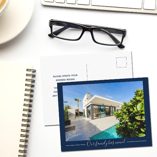 私たちの家族は移カスタム動したPhoto Navy Blue ポストカード