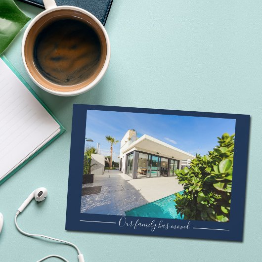 私たちの家族は移カスタム動したPhoto Navy Blue 案内状