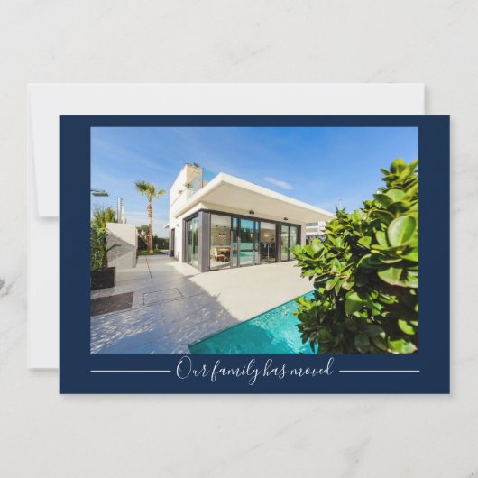私たちの家族は移カスタム動したPhoto Navy Blue 案内状 (正面)