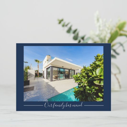 私たちの家族は移カスタム動したPhoto Navy Blue 案内状 (スタンド正面)