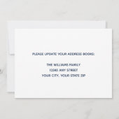 私たちの家族は移カスタム動したPhoto Navy Blue 案内状 (裏面)