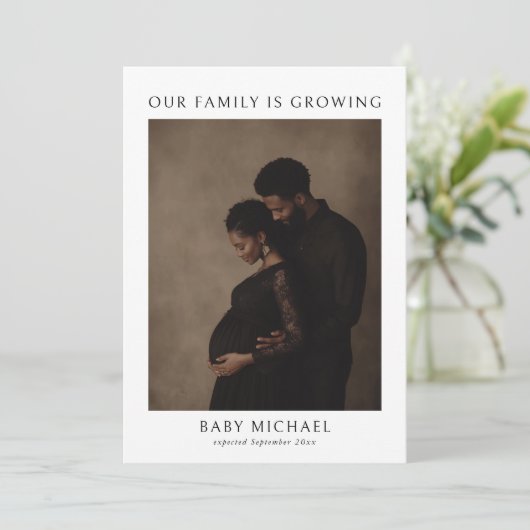 私たちの家族は2つモダンの写真の妊娠を成長している 案内状 (スタンド正面)