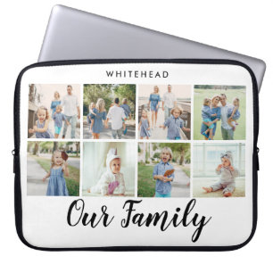 私たちの家族モダン8フォトコラージュ ラップトップスリーブ