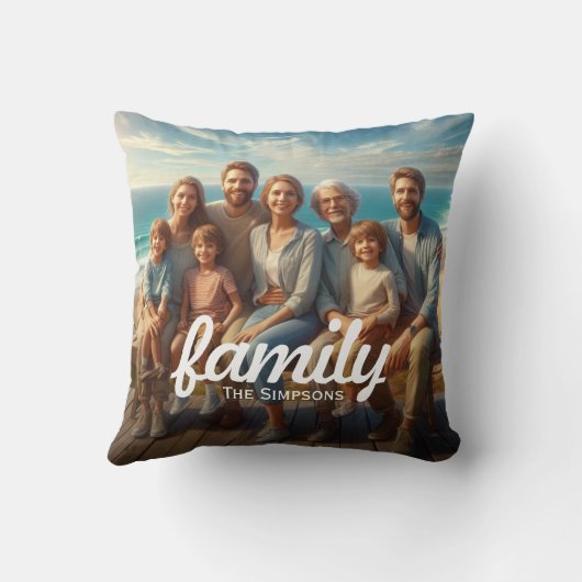 私たちの家族ユニークの写真の瞬間のキープサケ クッション (裏面)