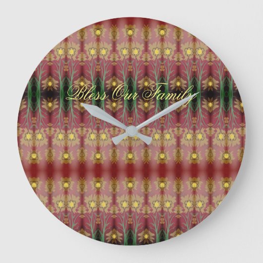 私たちの家族賛美の文字で花の時計 ラージ壁時計 (正面)