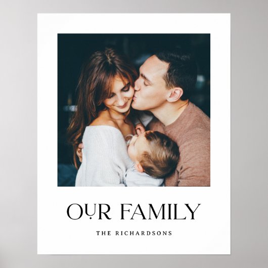 私たちの家族 |白黒のモダン文字と写真 ポスター (正面)