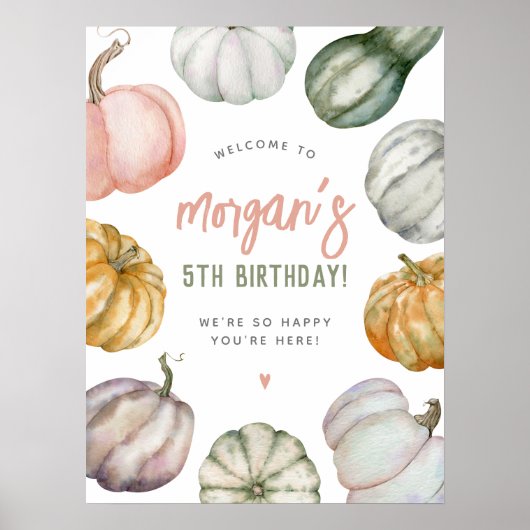 私たちの小さなかぼちゃかわいいボホ誕生日パーティー ポスター (正面)