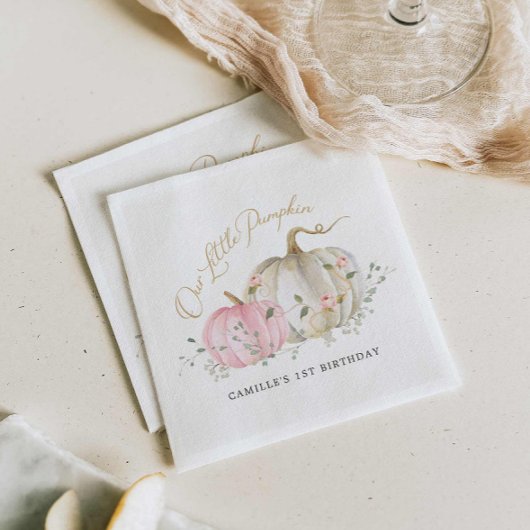 私たちの小さなかぼちゃの女の子1st誕生日 スタンダードカクテルナプキン