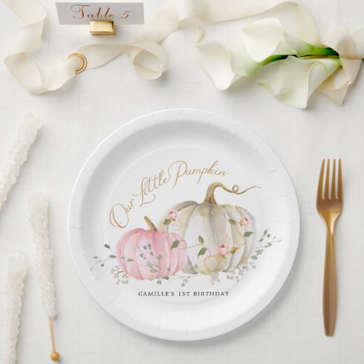 私たちの小さなかぼちゃの女の子1st誕生日 ペーパープレート (ウェディング)