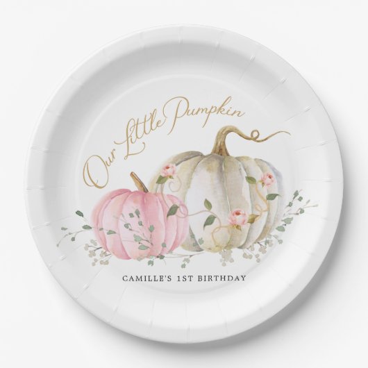 私たちの小さなかぼちゃの女の子1st誕生日 ペーパープレート (正面)