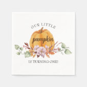 私たちの小さなかぼちゃの最初の誕生日パーティー スタンダードカクテルナプキン (正面)