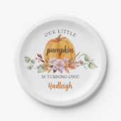 私たちの小さなかぼちゃの最初の誕生日パーティー ペーパープレート (正面)