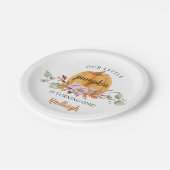 私たちの小さなかぼちゃの最初の誕生日パーティー ペーパープレート (アングル)