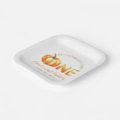 私たちの小さなかぼちゃの水の色の最初の誕生日パーティー ペーパープレート (傾斜あり)