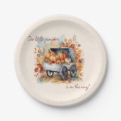 私たちの小さなかぼちゃの秋ベビーシャワー男女兼用 ペーパープレート (正面)