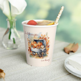 私たちの小さなかぼちゃの秋ベビーシャワー男女兼用 紙コップ