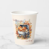 私たちの小さなかぼちゃの秋ベビーシャワー男女兼用 紙コップ (正面)