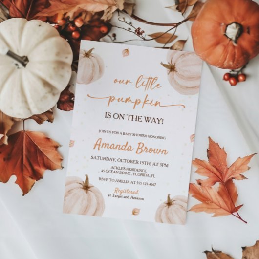 私たちの小さなかぼちゃの秋ベビーシャワー 招待状
