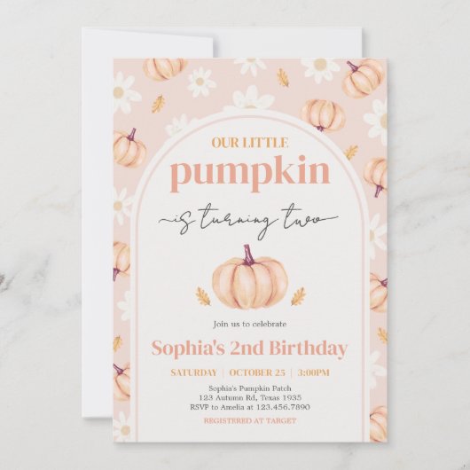 私たちの小さなかぼちゃの誕生日パーティー 招待状 (正面)