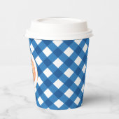 私たちの小さなかぼちゃの青い格子状最初の誕生日 紙コップ (左)