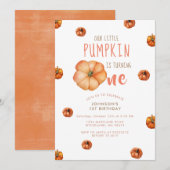 私たちの小さなかぼちゃは1歳になる招待状 招待状 (正面/裏面)