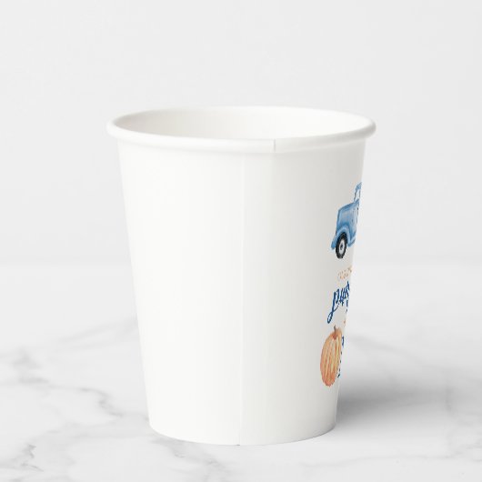 私たちの小さなかぼちゃ青いトラックの最初の誕生日 紙コップ (右)