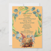 私たちの小さなかぼちゃ 1歳の秋のリース オレンジ 招待状 (正面)