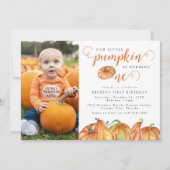 私たちの小さなかぼちゃ 1歳の誕生日パーティー招待状 招待状 (正面)