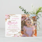 私たちの小さなかぼちゃ 1歳の誕生日写真招待状 サンキューカード (スタンド正面)