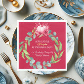 私たちの小さなかぼちゃ 1歳の誕生日 グリーンリース ピンク スタンダードランチョンナプキン