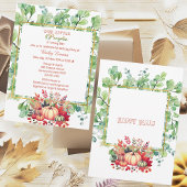 私たちの小さなかぼちゃ 1歳の誕生日 緑の秋のリース 招待状